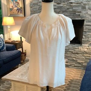 Current Air White Flutter Sleeve Ruffled top NWT